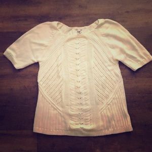 Gap white cable knit half sleeve sweater large